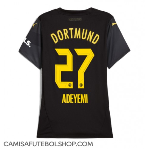 Camisa de time de futebol Borussia Dortmund Karim Adeyemi #27 Replicas 2º Equipamento Feminina 2024-25 Manga Curta